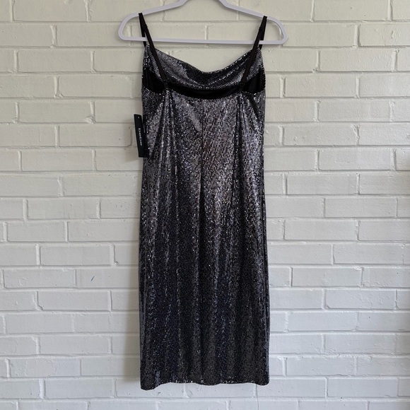 bebe Black Gun Sparkling Mini/Midi Dress, SZ L NWT 🪩 - Picture 5 of 9